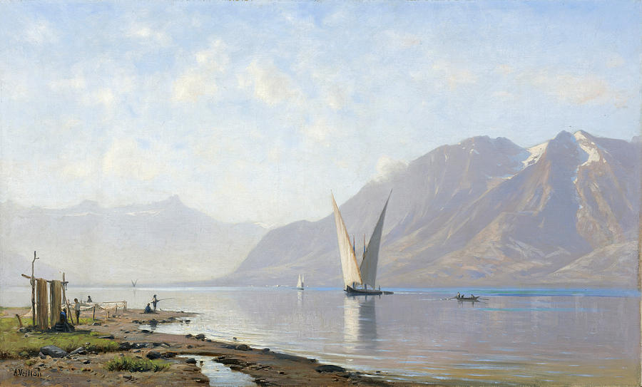 Lake Geneva Painting by Auguste-Louis Veillon