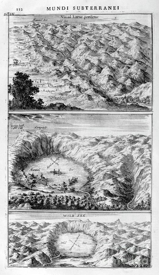 Lake Geology, 1678. Artist Athanasius Drawing by Print Collector