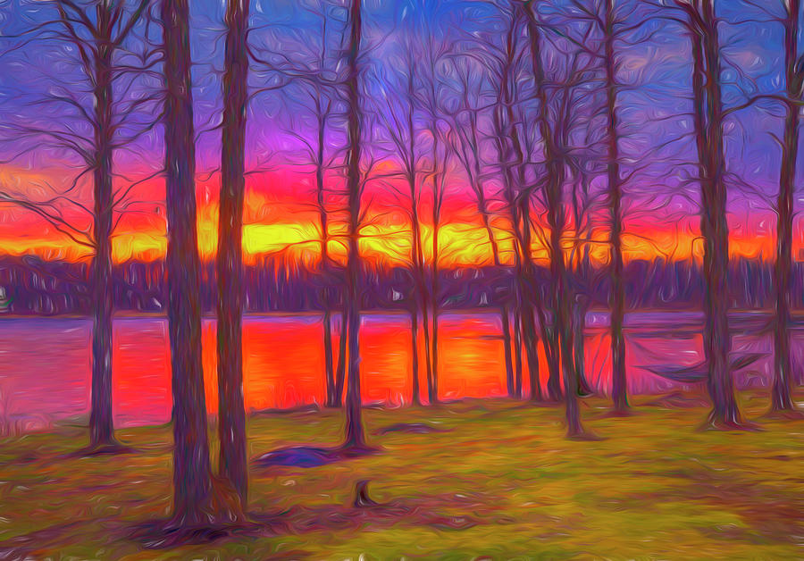 Lake Hennepin Sunset Mixed Media by Jelieta Walinski