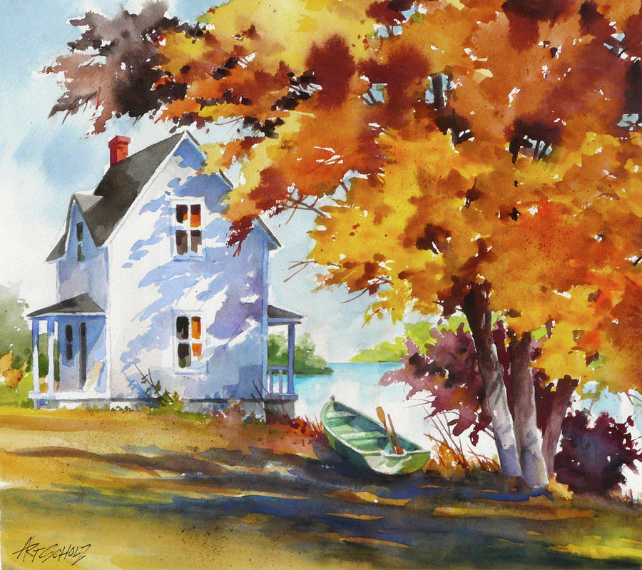 Lake House Painting By Art Scholz