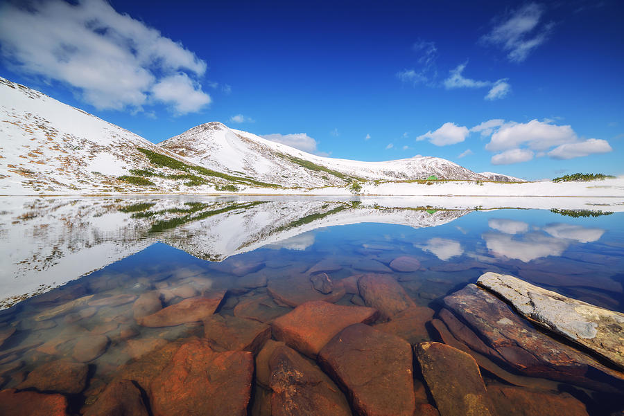 Landscape Photograph - Lake In Mountain On Spring Time by Ivan Kmit