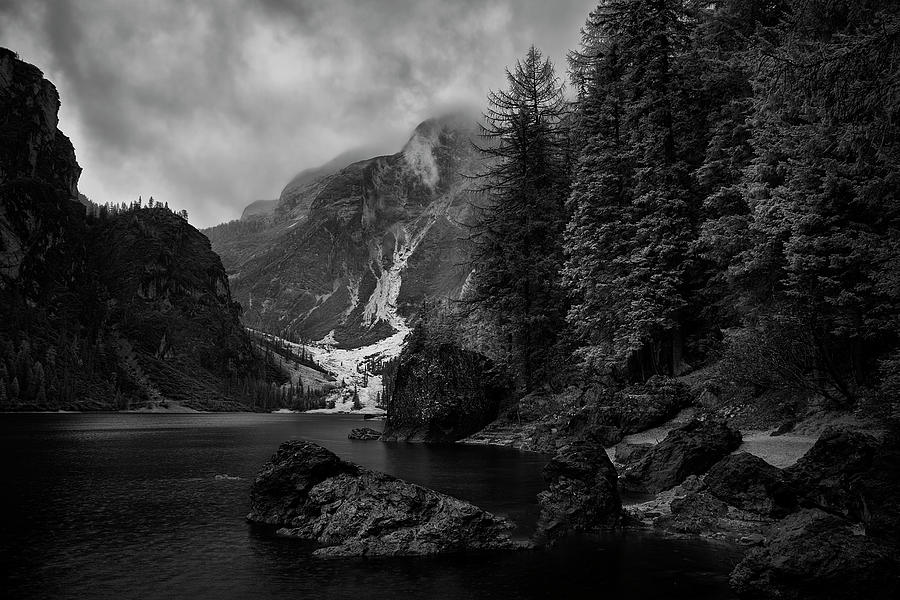 Black And White Photograph - Lake in the Dolomites by Jon Glaser