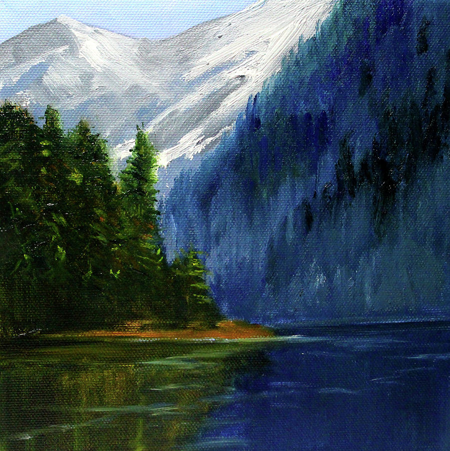 Lake in the Mountains Painting by Nancy Merkle