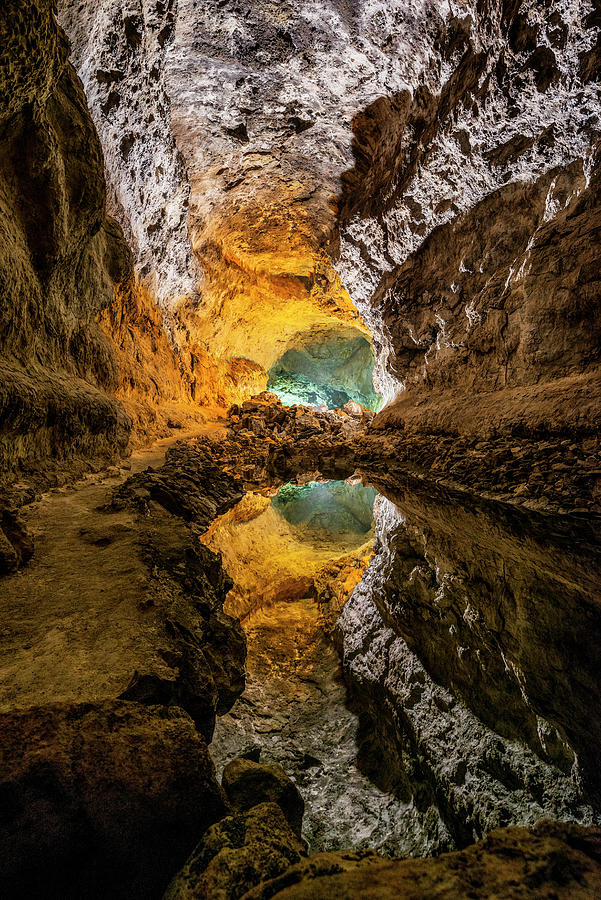 Lake Inside Cave Digital Art by Arcangelo Piai