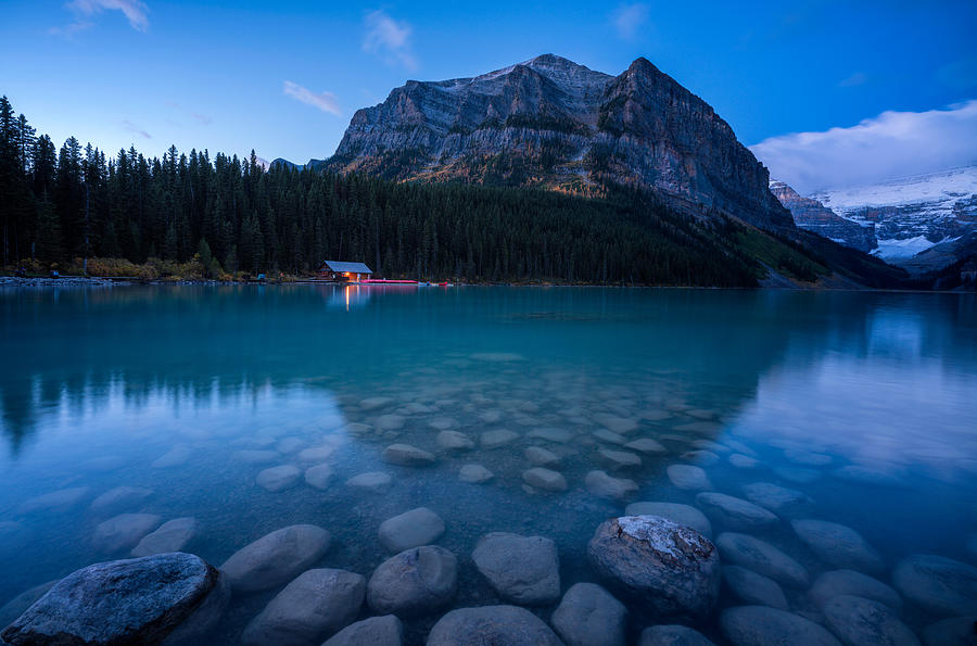 Banff National Park Photograph - Lake Louise Blue Time by Yongnan Li ?????