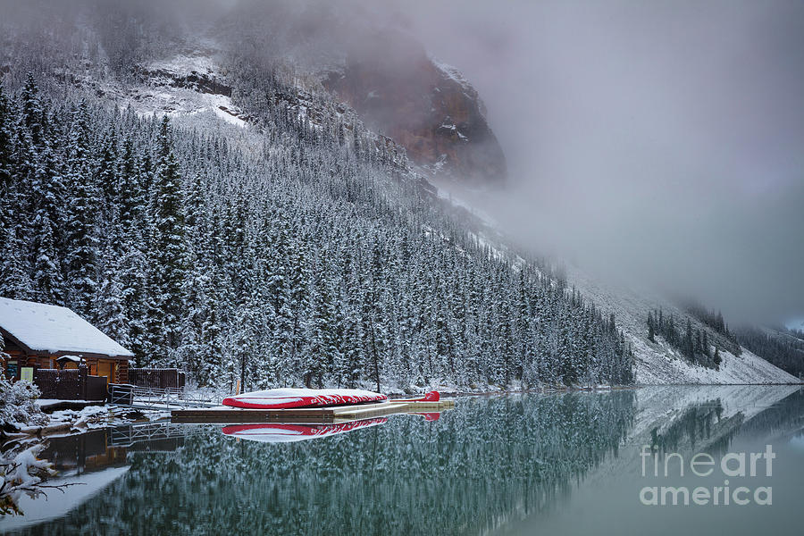 Lake Louise Boats in Winter Photograph by Inge Johnsson