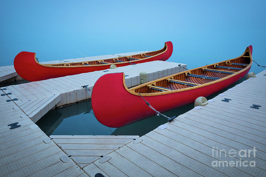 Lake Louise Two Canoes Photograph by Inge Johnsson