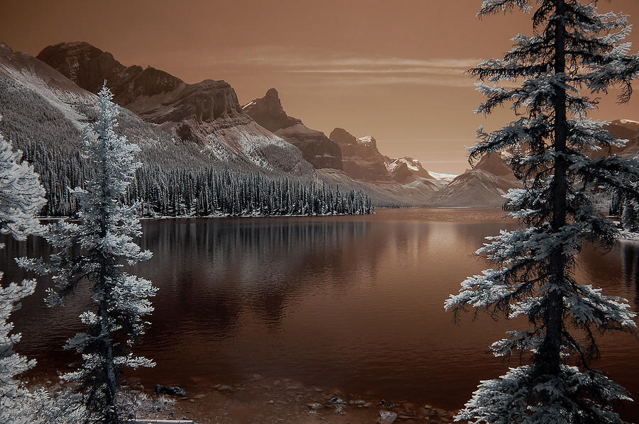 Lake Maligne Infrared Photograph by Bill Gracey