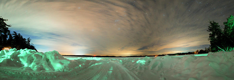 Lake Margrethe Winter Night Panorama Photograph by Dustin Goodspeed