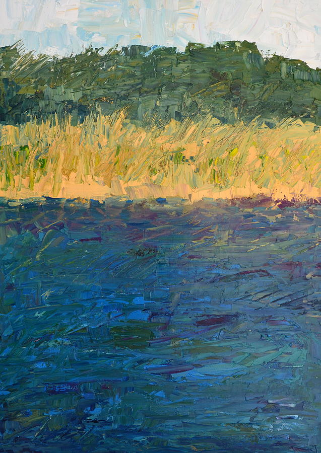 Lake Michigan Shoreline with Dunes and Grasses Painting by Michelle Calkins