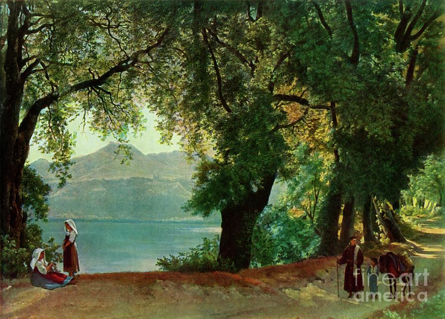 Lake Nemi Near Rome Drawing by Print Collector