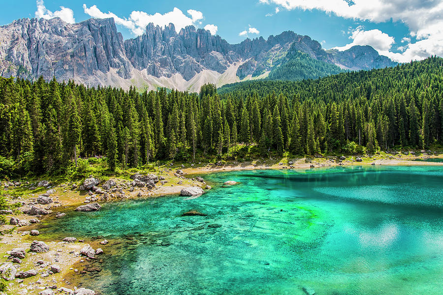 Lake of Carezza. Incanto. Dolomites, Italy Photograph by Nicola Simeoni