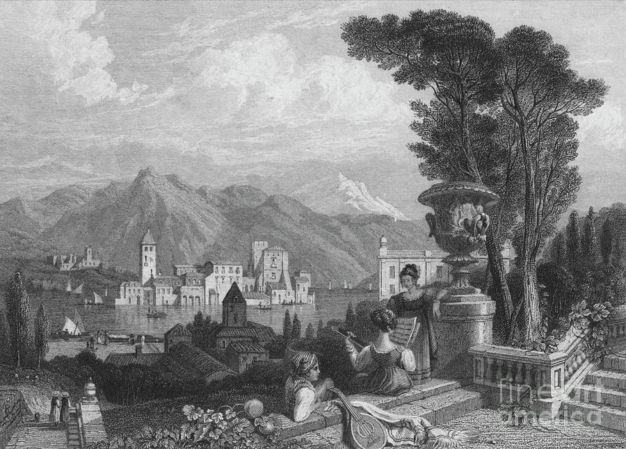 Lake Of Como, Circa 1850 Drawing by Print Collector