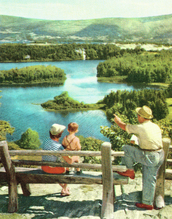 Nature Drawing - Lake overlook by CSA Images