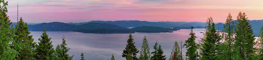 Lake Pend Oreille Panoramic Sunrise. Photograph by Leland D Howard
