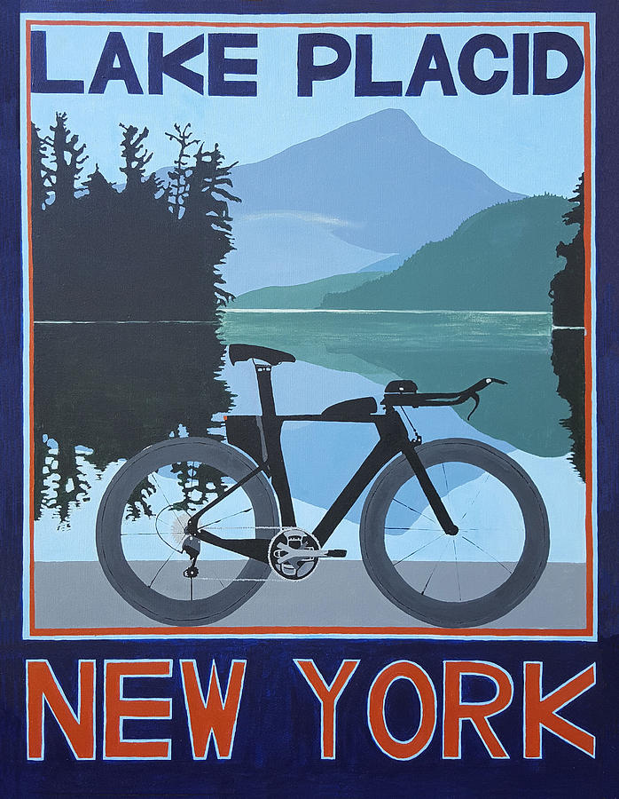 Iron Man Painting - Lake Placid New York Bike Poster by Joanne Orce