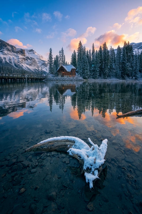 Banff National Park Photograph - Lake Side Cabin by Yongnan Li ?????