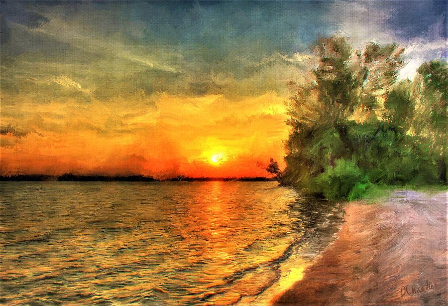 Lake Sunset Painting by Diane Chandler