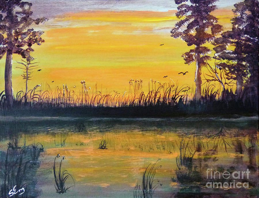 Lake Sunset Painting