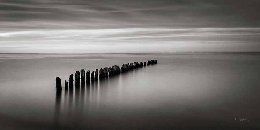 Black And White Photograph - Lake Superior Old Pier IIi by Alan Majchrowicz