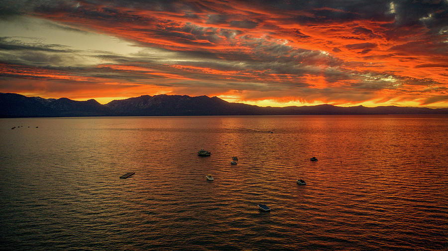 Lake Tahoe Sunset Sky On Fire  Photograph by Anthony Giammarino