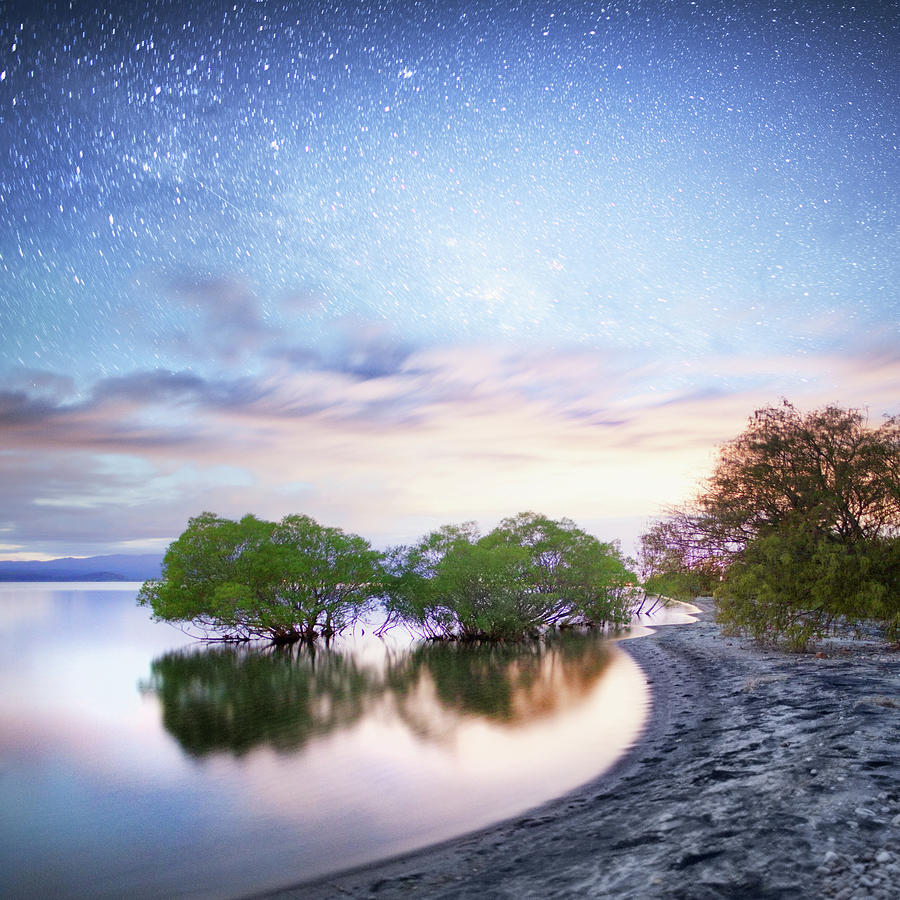 Lake Under The Stars Photograph by Piskunov