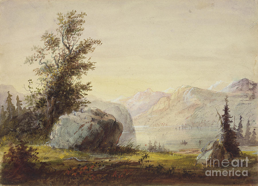 Lake, Wind River, C.1837 Painting by Alfred Jacob Miller