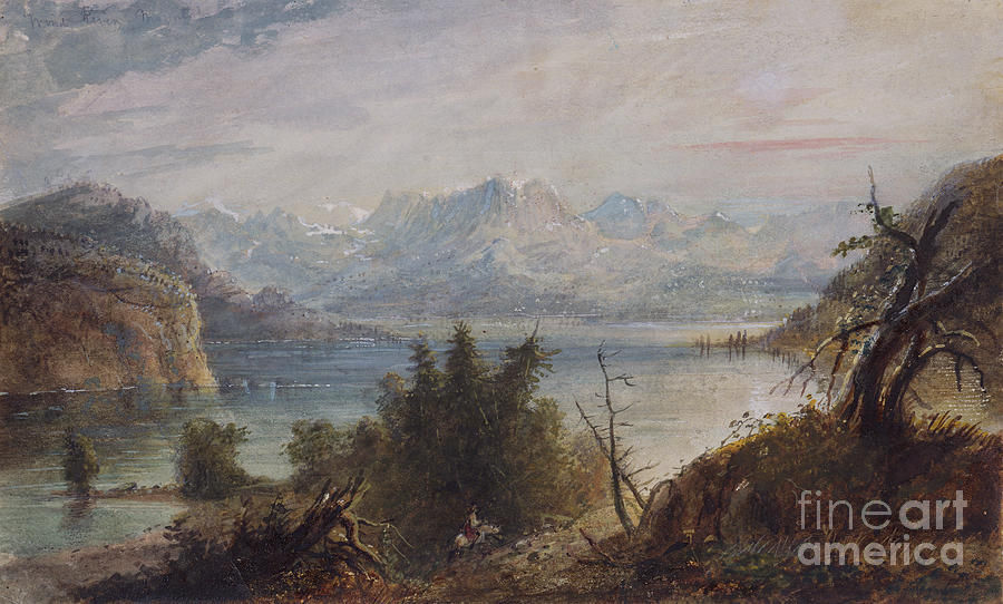 Lake, Wind River Chain Of Mountains, C.1837 Painting by Alfred Jacob Miller