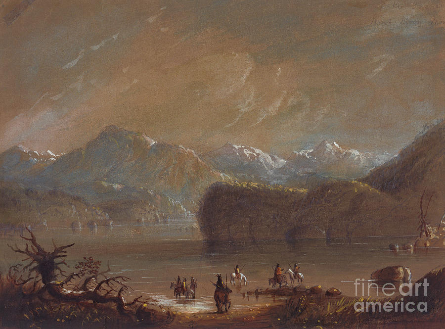 Lake, Wind River Mountains, C.1837 Painting by Alfred Jacob Miller
