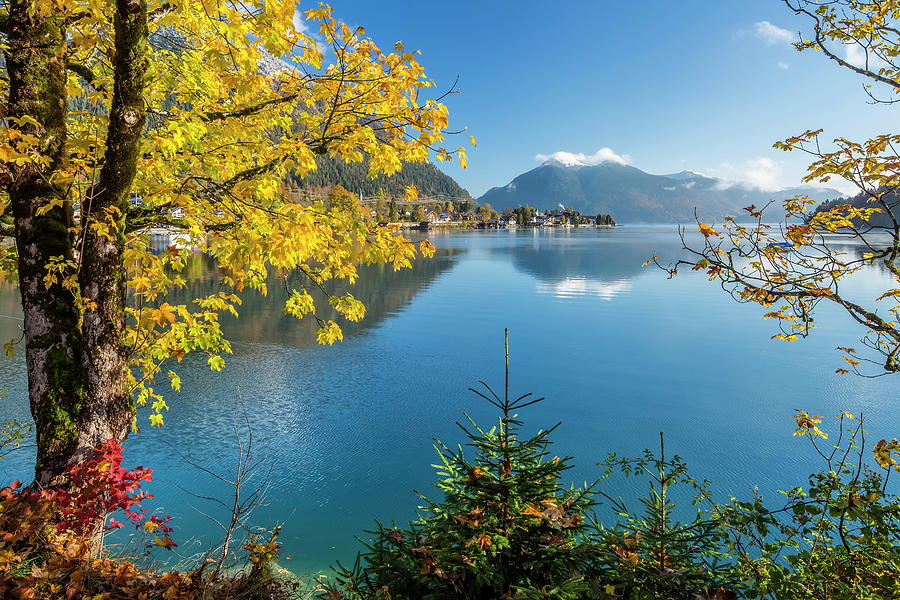 Lake With Mountains During Autumn Digital Art by Reinhard Schmid - Fine ...