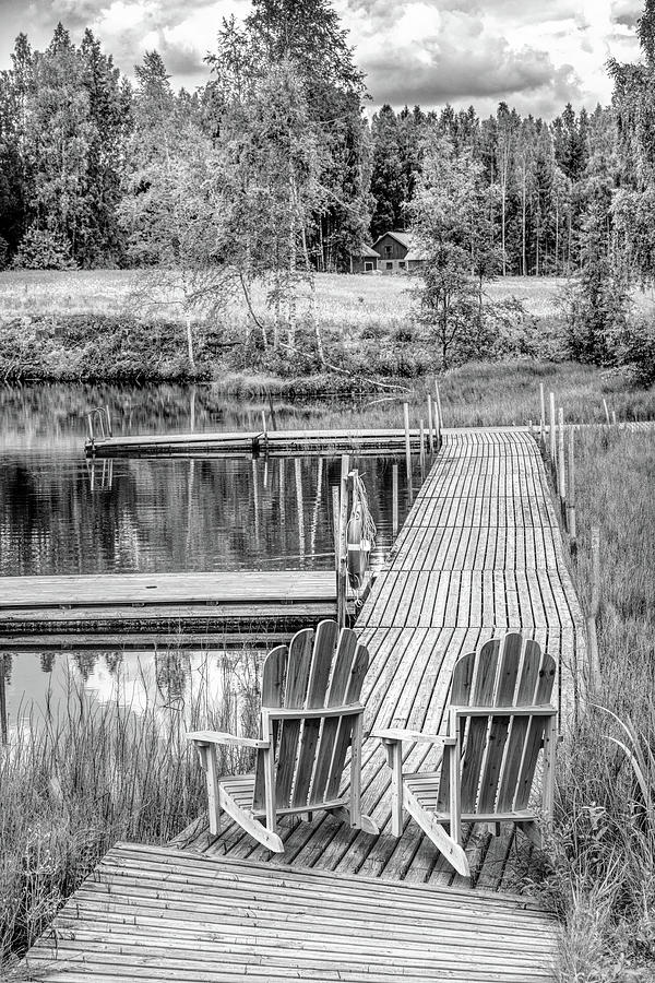 Lakeside in the Summer in Black and White Photograph by Debra and Dave Vanderlaan