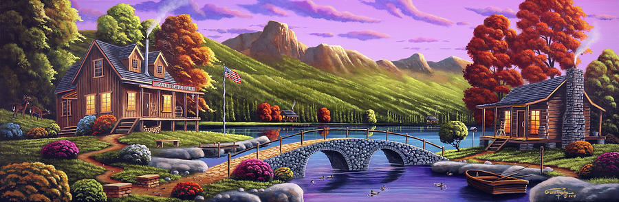 Landscape Painting - Lakeside Paradise by Geno Peoples