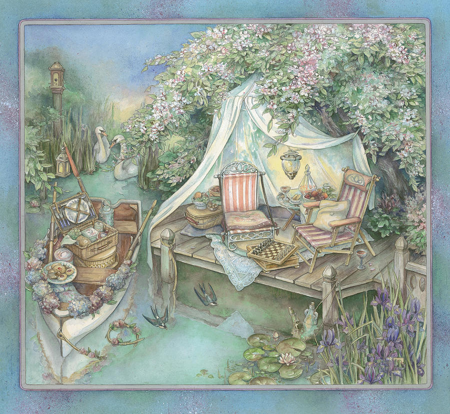 Boat Painting - Lakeside Picnic by Kim Jacobs