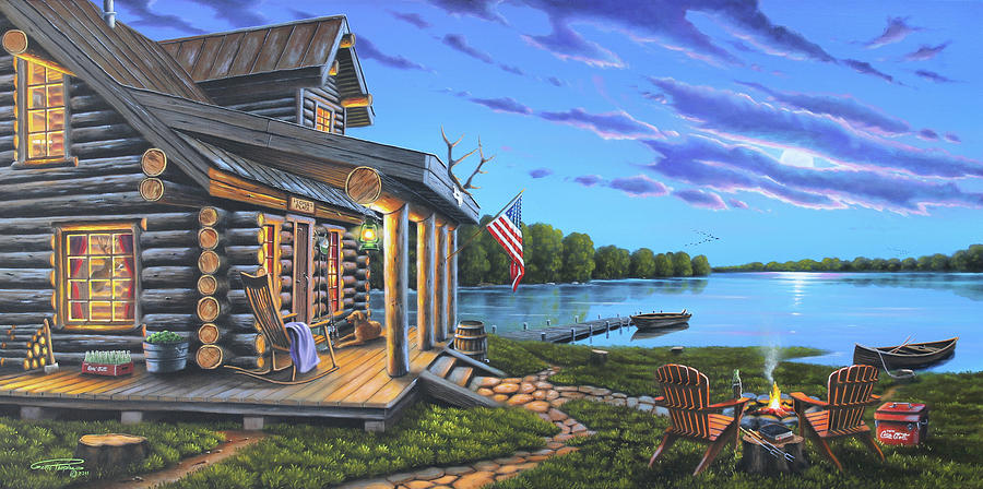 Flag Painting - Lakeside Retreat by Geno Peoples