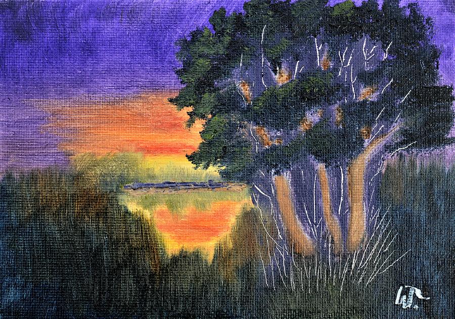 Lakeside Sunset Glow Painting by Warren Thompson