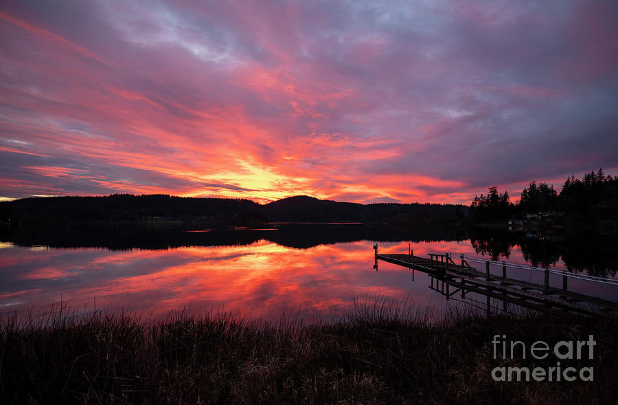 Washington Beaches Photograph - Lakeside Sunset Reflection Serenity by Mike Reid Washington Beaches Photograph - Lakeside Sunset Reflection Serenity by Mike Reid