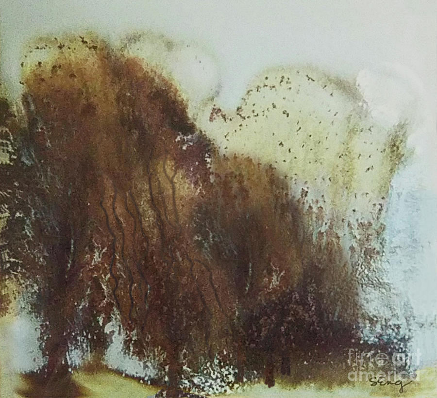 Lakeside Willows Brown 300 Painting by Sharon Williams Eng