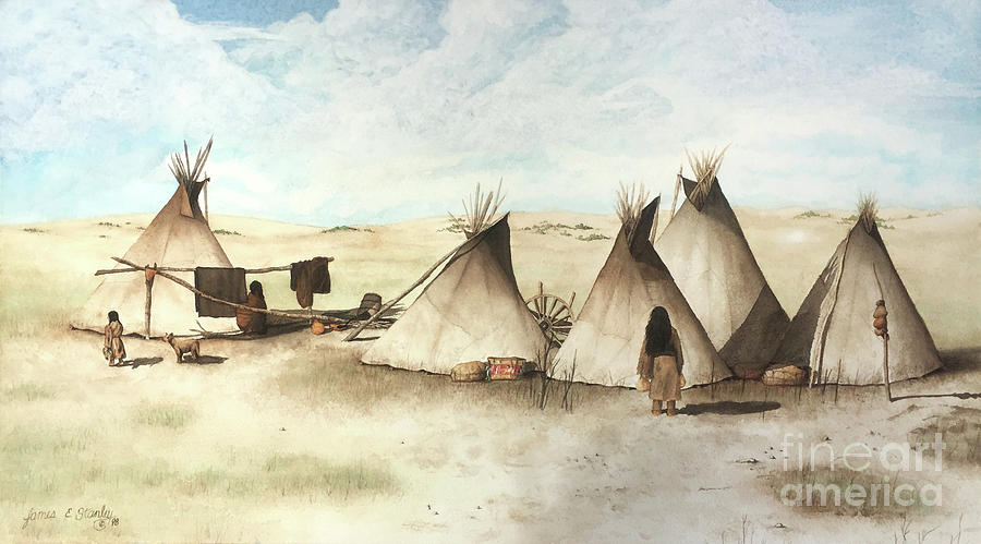 Native American Painting - Lakota Encampment by James Stanley