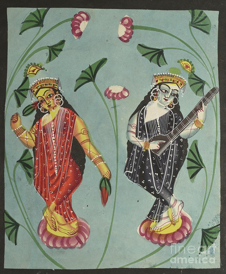 Lakshmi And Sarasvati Drawing by Heritage Images
