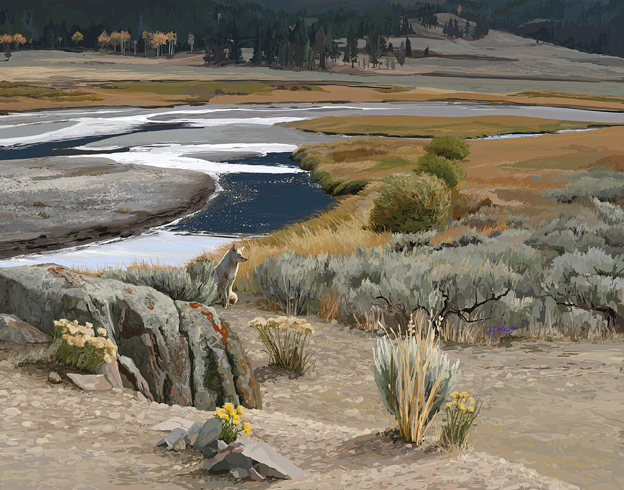 Lamar Valley Autumn Painting by Pam Little