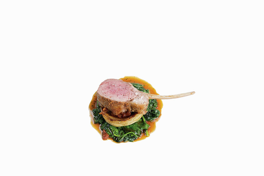 Lamb Chop On Artichoke Base With Spinach And Tomato Photograph by Torri Tre