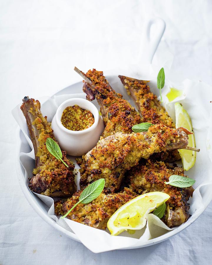 Lamb Chops With A Mustard, Cheese And Sage Crust Photograph by Great Stock!