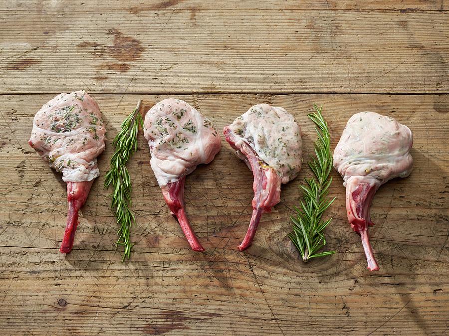 Lamb Chops With Herbs, Ready To Cook Photograph by Volker Dautzenberg
