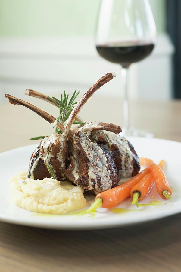 Lamb Chops With Parsnip Pure And A Mustard And Rosemary Cream Photograph by Great Stock!