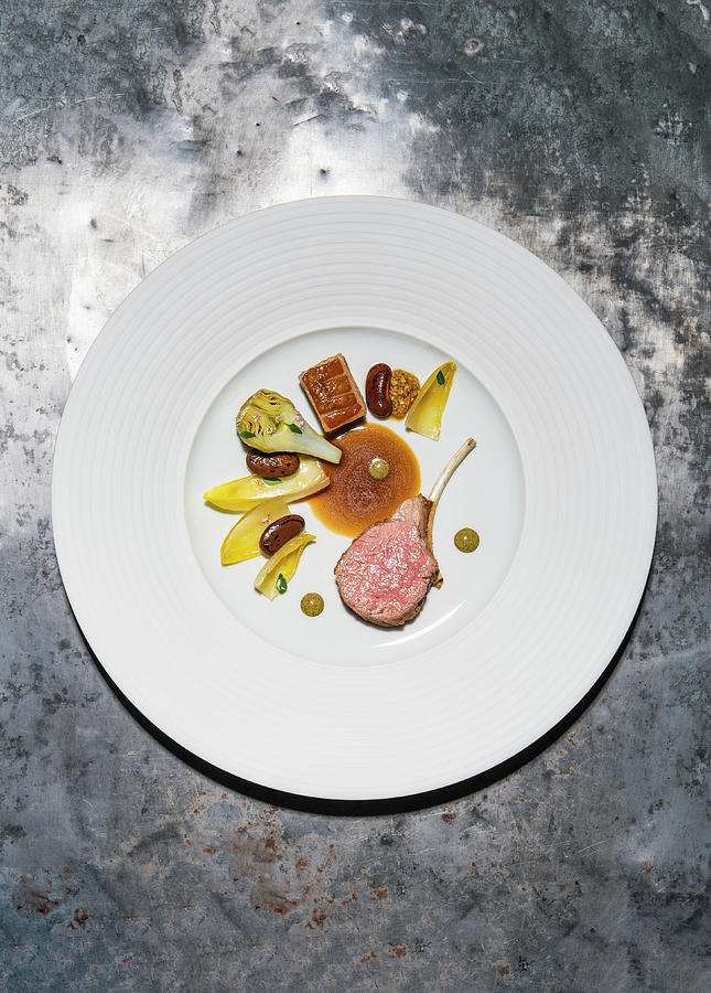 Lamb With Chicory, Baby Artichokes And Beans Photograph by Tre Torri