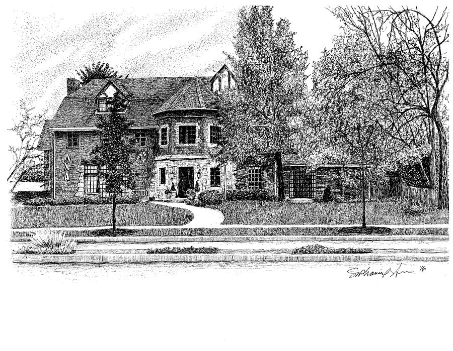 Lambda Chi Alpha Fraternity, Butler University, Indianapolis Drawing by Stephanie Huber