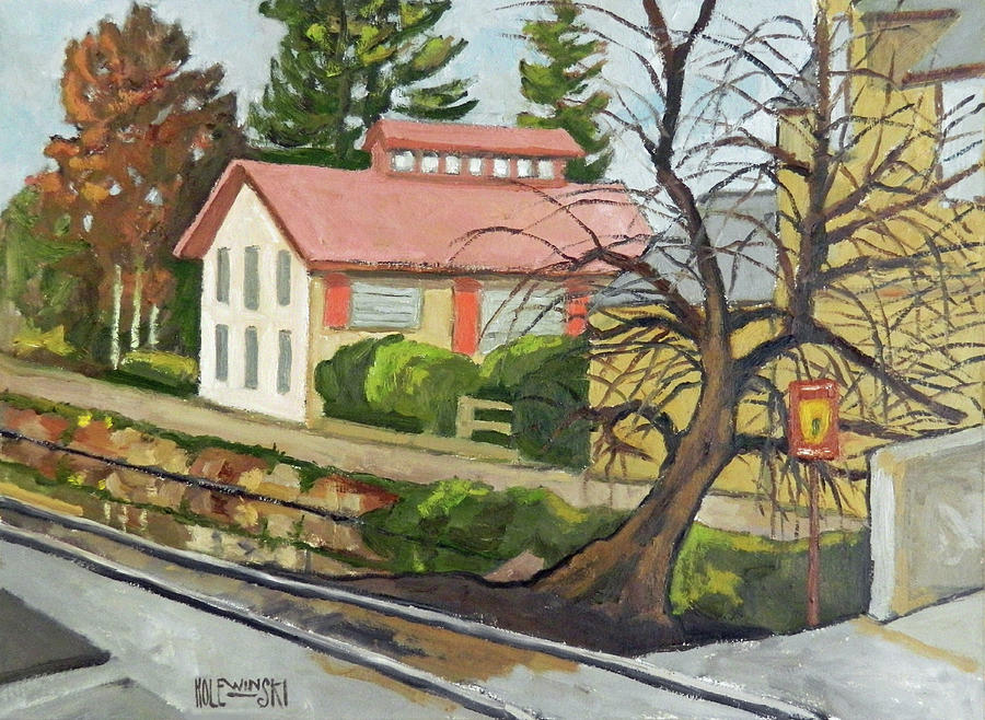 Tree Painting - Lambertville Canal And Tracks by Robert Holewinski