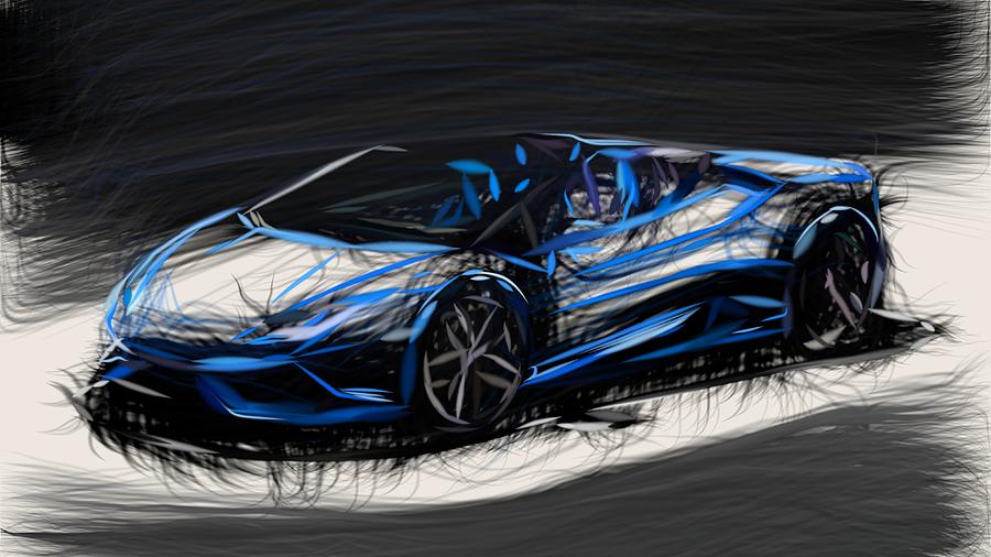 Lamborghini Huracan LP610 4 Spyder Drawing Digital Art by CarsToon Concept