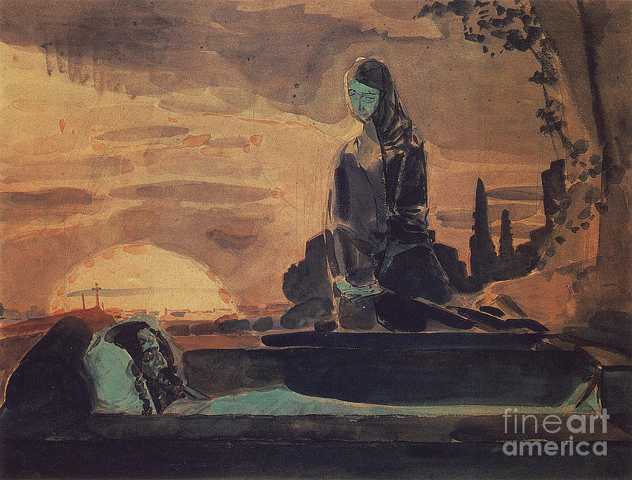 Lamentation I, 1887 Painting by Mikhail Aleksandrovich Vrubel