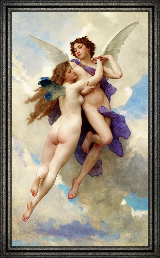 LAmour et Psych by William Adolphe Bouguereau Old Masters Prints Painting by Rolando Burbon